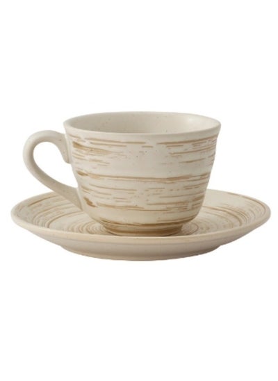 Buy HOOPZOZA Ceramic Coffee Cup and Saucer Microwave and Dishwasher Safe for Mug Turkish Demitasse Saudi Tea Cappuccino Latte 210ml in Saudi Arabia