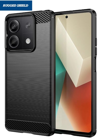 Buy Redmi Note 13 Case, Redmi Note 13 5G Cover with Brushed Carbon Fiber Texture, Flexible TPU Shockproof Military Protection Bumper Phone Case, Slim Case Cover for Redmi Note 13 5G, Black in UAE