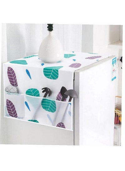 اشتري Dust-Proof Fridge Cover Washing Machine Cover [ Fridge Organizer ] with Storage Pockets for Pods Utensils or Anything for Quick Access- (Leaf pattern) في الامارات