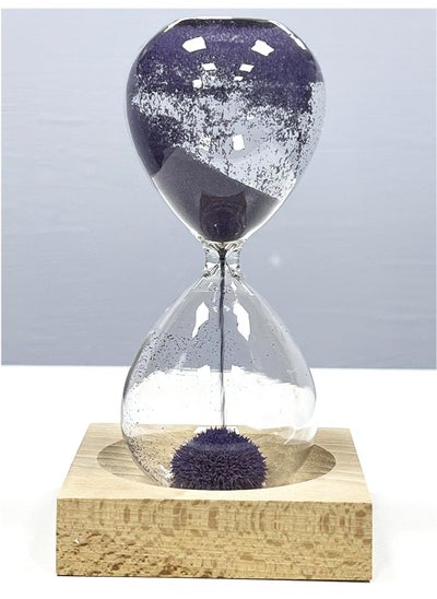 اشتري Hourglass, Magnetic Hour Glass Sand Timer with Wooden Base Home Decor Desktop Accessories (Purple) في الامارات