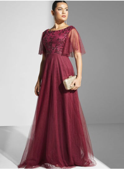 Buy Flute Sleeve Tulle Dress in Saudi Arabia