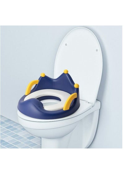 Buy Baby Potty Training Seat, Children's Toilet Seat with Soft PU Cushion Handles, Anti-slip Infants Potty Trainer for Round Oval Toilets (Blue) in Saudi Arabia