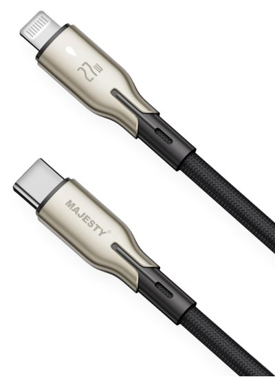 Buy Majesty iPhone Charger Cable - USB-C to Lightning Cable Braided Cord 27W High Quality Zinc Alloy Fast Charging Cord for iPhone 14/14 Pro/14 Plus/14 Pro Max, iPad Pro, iPhone 8-13 Series Black 1M in Saudi Arabia