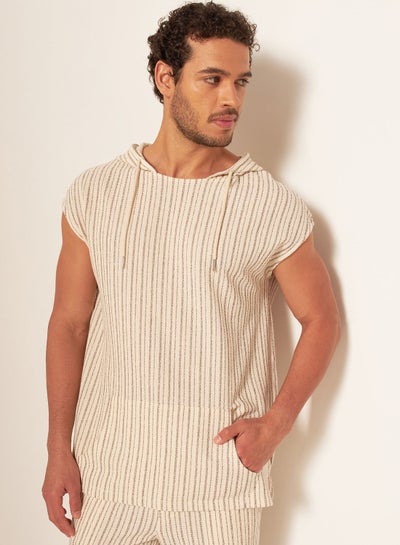 Buy Striped Hooded Neck T-Shirt in Saudi Arabia
