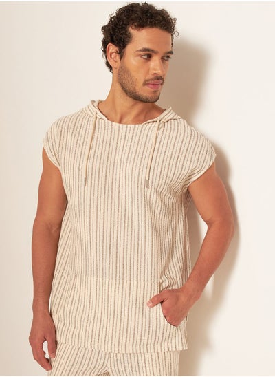 Buy Striped Hooded Neck T-Shirt in Saudi Arabia