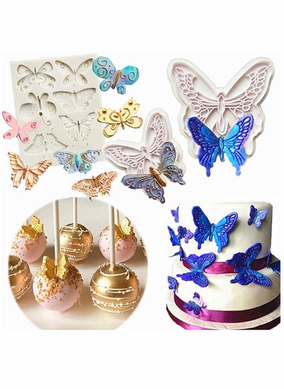 اشتري Butterfly Mold, Silicone Fondant Molds, Wedding Cake Decoration, Butterfly Decorative Pattern Silicone, Bake Cake, Chocolate Chip Cookie Moulds, 3 Pcs في السعودية