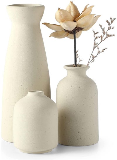 Buy Ceramic vase Set-3 Small Flower vases for Decor Modern Home Decor Vases for Decor Pampas Grass Vase Dried Flowers Vases Living Room Table Shelf Centerpieces Decoration in UAE