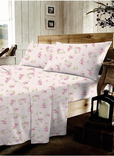 Buy Pink fitted sheet with floral print in UAE