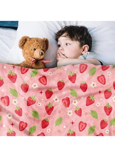 اشتري Strawberry Blanket, Pink Throw Blanket Gifts for Fruit Lovers, Soft Lightweight Red Strawberry Flannel Blanket, Cute Fuzzy Blankets Stuff Gifts for Baby, Kids, Sofa, Bed, Living Room, 40"x50" في الامارات