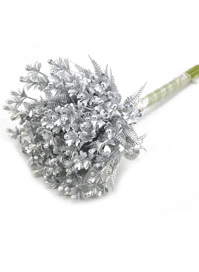 Buy 15 Heads Bunch Of Colorful Holding Artificial Flower Stick Silver in Saudi Arabia