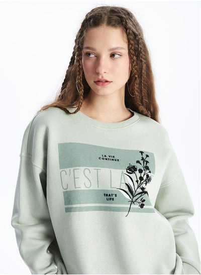 Buy Crew Neck Printed Long Sleeve Oversize Women's Sweatshirt in Egypt