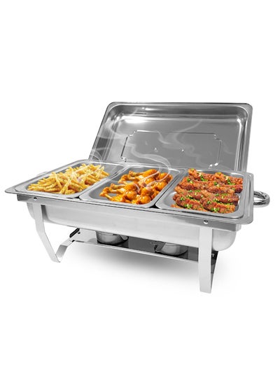 Buy Chafing Dish Buffet Set, Catering Serve Chafer with 3 1/3 Size Food Pans, Stainless Steel Chafer and Buffet Warmer Set for Parties, Wedding, Birthday in UAE