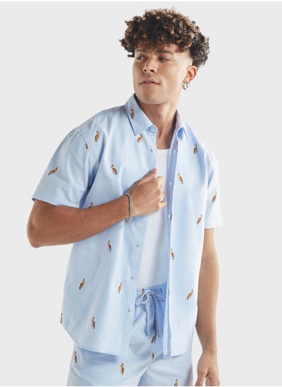 Buy Bird Print Relaxed Fit Shirt in Saudi Arabia