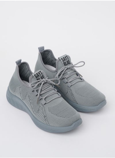 Buy Cobblerz Men's Lace-up Low Top Sneakers GREY in UAE