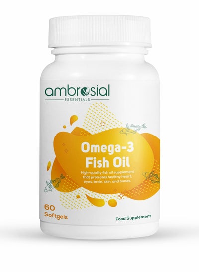 اشتري أمبروزيال أوميجا 3 زيت السمك | 60 كبسولة هلامية | الأحماض الدهنية الممتازة | يدعم صحة القلب والدماغ والعين | غير معدلة وراثيًا | خالي من الغلوتين 60 كبسولة هلامية في الامارات