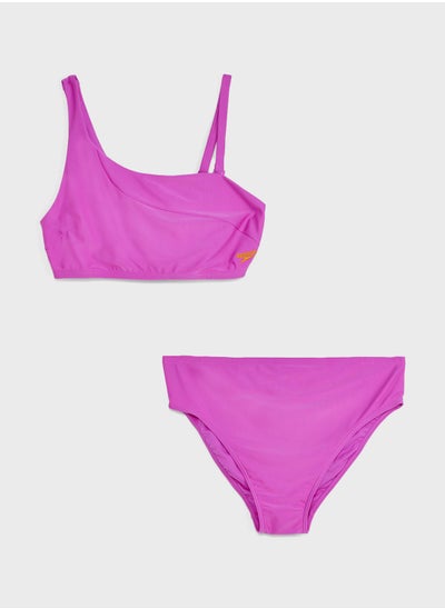 Buy Logo Asymmetric Swim Suit Set in UAE