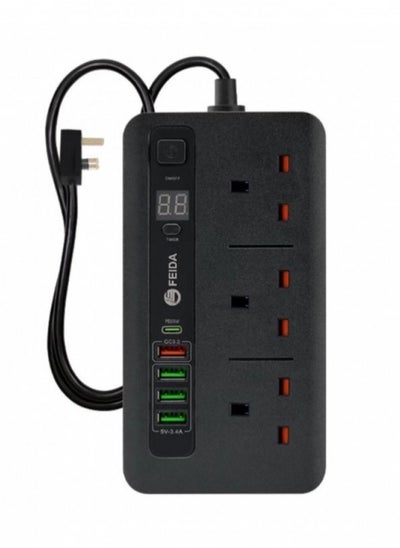 Buy FEIDA Smart Plug With Timer 3 Meters - Black in Saudi Arabia