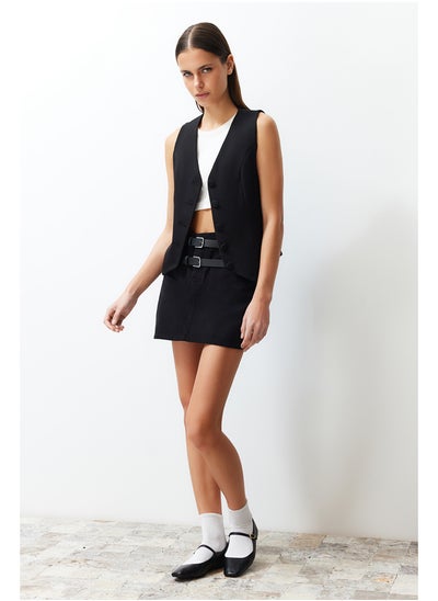 Buy Black Belted Denim Skirt in Egypt