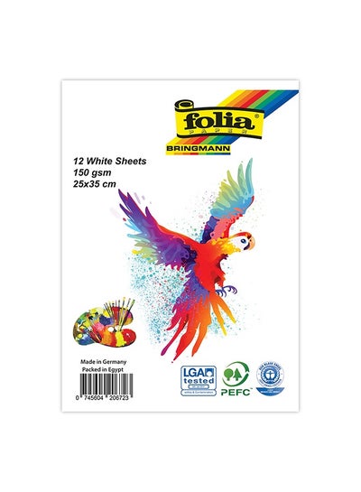 Buy folia drawing sketch 12 sheets white 150 gsm , 25*35 cm 1/8 in Egypt