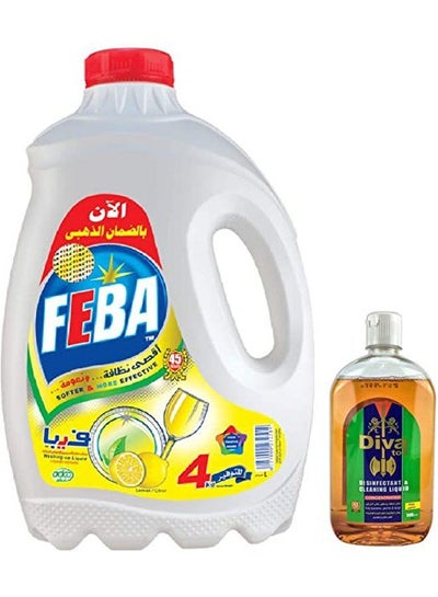 اشتري FEBA Dish Washing Liquid 4 Kg With Divatoll Disinfectant & Cleaner Liquid, 500 ml في مصر