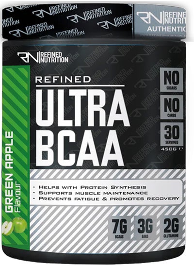 Buy Refined Nutrition Refined Ultra BCAA, Quick Recovery and Enhance muscle protein synthesis, Green Apple Flavor, 450 GM in UAE