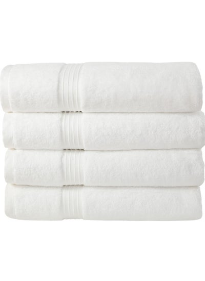 اشتري 4-Piece 100% Combed Cotton 550 GSM Quick Dry Highly Absorbent Thick Soft Hotel Quality For Bath And Spa Bathroom Towel Set 70x140cm في السعودية