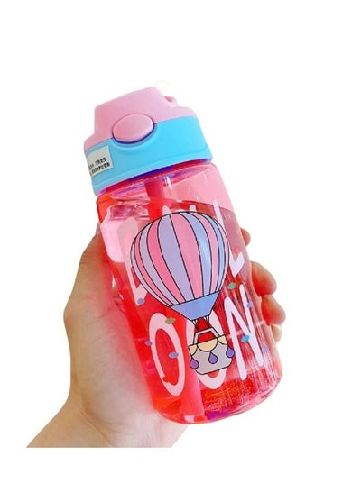 Buy 480ml Kids Drinking Water Bottle with Straw, Leakproof BPA-Free Durable Plastic Bottle, Pink in Saudi Arabia