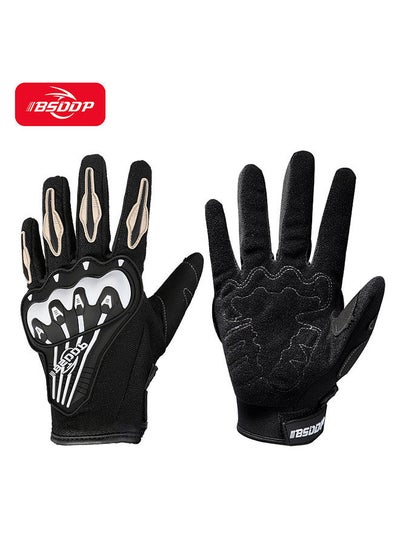 اشتري Outdoor Riding Full Finger Gloves Motorcycle Anti-slip Wear-resistant Breathable Safety Protection Gloves Black 2XL في السعودية