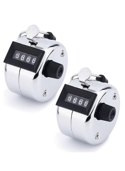 Buy Handheld 4-Digit Count Clicker Counter Tally Counter, Mechanical Palm Counter for Coaching, Fishing, Golf, Knitting, Metal Hand Clicker with Finger Ring Number Count in UAE