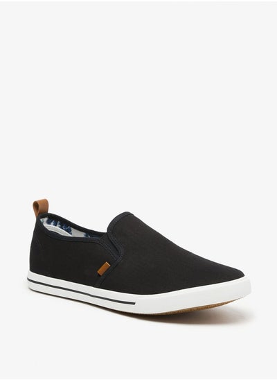 اشتري Men's Textured Slip-On Sneakers with Pull Tabs في الامارات