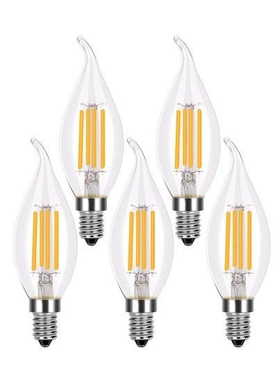 اشتري E14 Led Bulb, E14 Flame Tip LED Filament Candle Light Bulb, 40w Incandescent Equivalent C35 4W 2700K Warm White, Energy Saving Chandelier Ceiling Bent-Tip Light Bulbs 360°Beam Angle(5Pcs Warm White) في الامارات