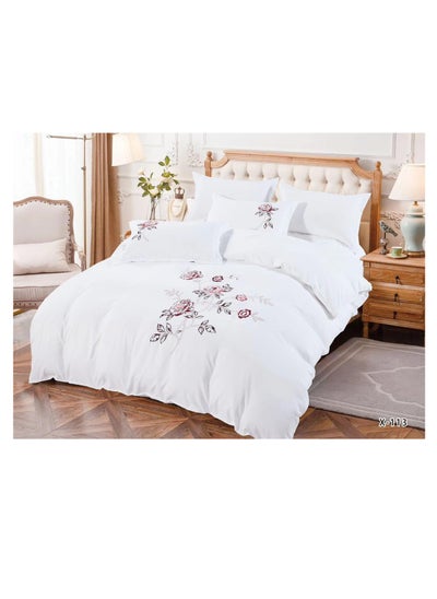 Buy Luxury Rose Embroidery Cotton Duvet Cover Set Korean Style Bedding Princess Solid Color Bedspread Bed Sheet Pillow Cases in UAE