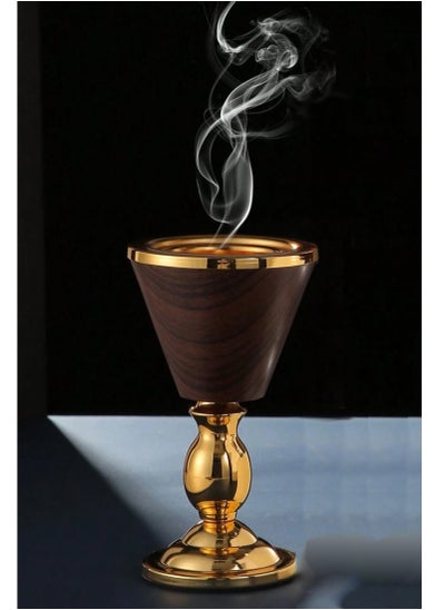 Buy Modern Luxury Incense Burner in Golden and Wooden Color in Saudi Arabia