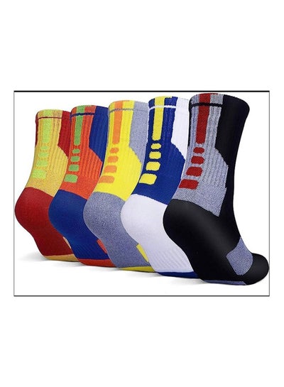 اشتري 5 Pairs Mens Athletic Crew Socks Basketball Cushioned Thick Sport Long Compression Socks في السعودية