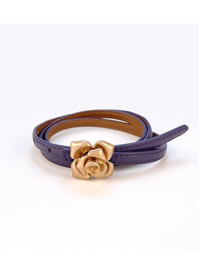 اشتري New Rose Metal Buckle Fashion Versatile Genuine Leather Waist Slim Fit Casual Belt في السعودية