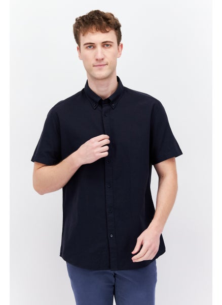 Buy Men Slim Fit Solid Short Sleeves Casual Shirt, Black in UAE