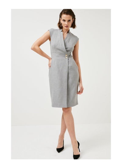 اشتري Collar Wrap Popper Midi Dress في الامارات