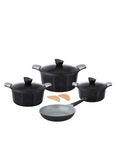 Buy 9-piece cookware set made of high-quality granite with Korean materials and specifications and Saudi industry in Saudi Arabia