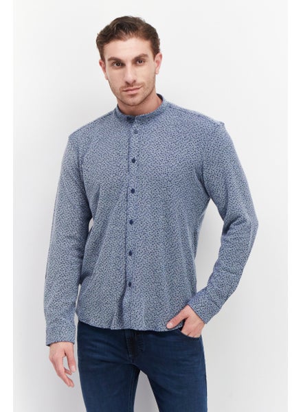 Buy Men Regular Fit Long Sleeve Allover Printed Casual Shirt, Blue Combo in Saudi Arabia