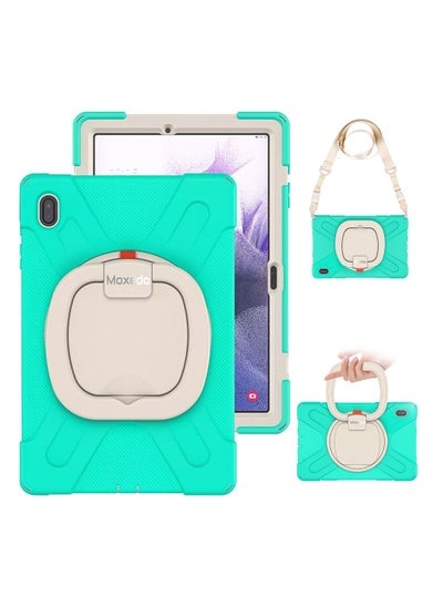 اشتري Moxedo Heavy Duty Shockproof Rugged Protective Colorful Case with 360 Rotating Kickstand and Shoulder Strap for Kids Compatible for Samsung Galaxy Tab S7 FE 12.4 (T730 / T735) - Mint Green في الامارات