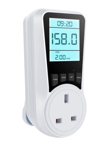 اشتري Electricity Usage Monitor,  Power Meter Energy Monitor Plug with Backlight LCD Display, 7 Modes Voltage Amps Wattage KWH Consumption Monitor, 2900W/13A Overload Protection في الامارات