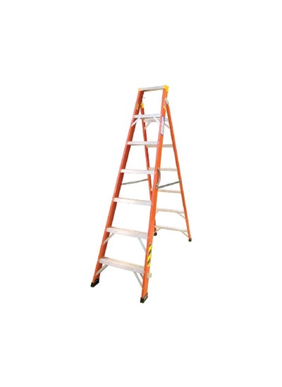 Buy Non-Slip Feet 7-Step Aluminum Ladder Orange and Silver 390 cm MLD-C-007 in Saudi Arabia