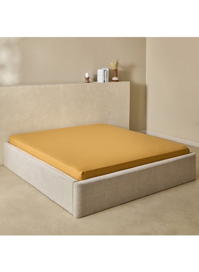 Buy Derby Solid Microfiber Double Fitted Sheet 200 x 25 x 140 cm in UAE