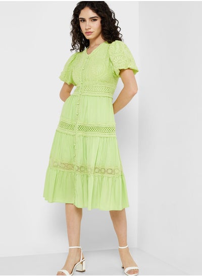 Buy Lace Trim A-Line Dress in Saudi Arabia