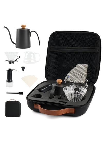 Buy Complete Pour-Over Coffee Set, Includes Manual Grinder, 350ml Gooseneck Kettle, 350ml Cloud-Shaped Sharing Pot, Filter Cup, and V01 Filter Paper. in Saudi Arabia