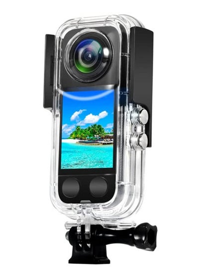 Buy Waterproof Housing Case Compatible with Insta360 X3 Panoramic Action Camera Protective Underwater Dive Shell w/ Quick Release Bracket Screw Accessories/Transparent Waterproof Case in UAE