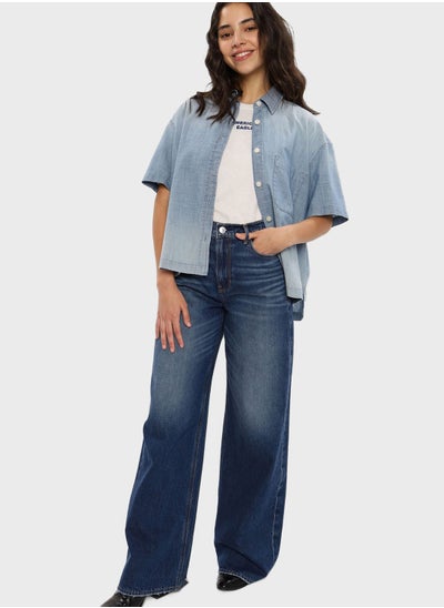 Buy High Waist Wide Leg Jeans in Saudi Arabia