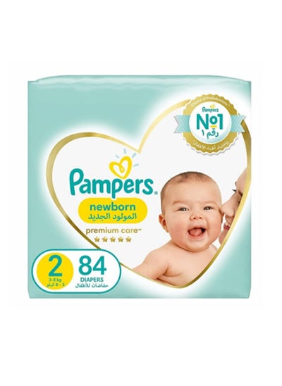 Buy Pampers Diapers No. 2, Small, Premium Care, 84 pieces in Saudi Arabia