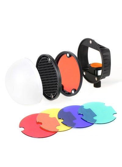 Buy Speedlite Flash Light Modifier Accessories Kit with Magnetic Universal Mount Adapter + Diffuser Ball + Honeycombs Grid Reflector + 4pcs Color Gel Filters in UAE