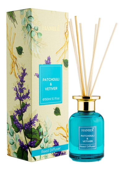 Buy Hamidi Patchouli & Vetiver Reed Diffuser 150ml Scented Stick Set, Non Alcoholic in UAE